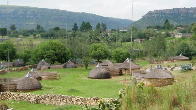 Indigenous tribal village at Lesotho's Thaba Bosiu Cultural Village