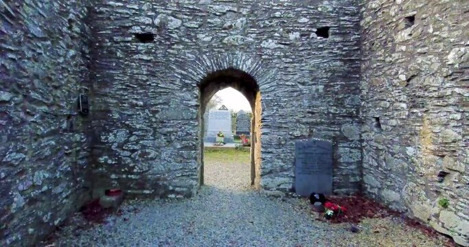 A walk through of the small church on The monastic site at Monasterboice, where  the  Round Tower and the large High Cross below It dates back to the 6th century when it was founded by St Buite