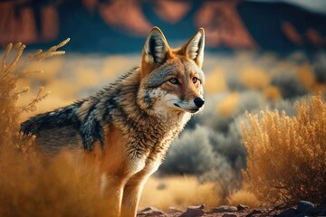 Obraz premium A beautiful picture of a coyote in the wild. Generative AI