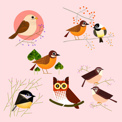 Set of birds icon character vector illustration.