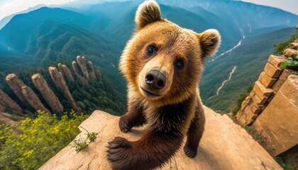 cute bear with dark background generative ai