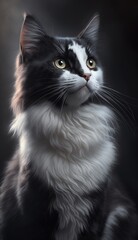 cat in dark background generative ai