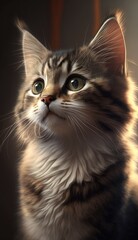 cat in dark background generative ai