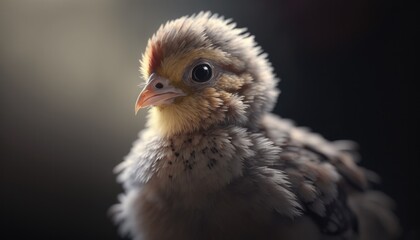 Fototapeta premium a baby chicken with black spots on its face generative ai