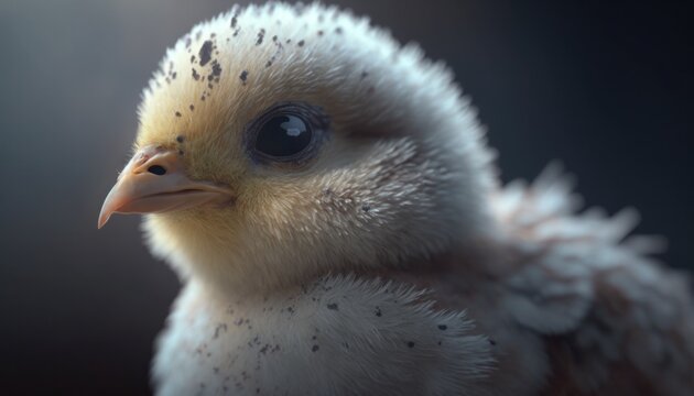 a baby chicken with black spots on its face generative ai