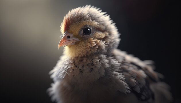 a baby chicken with black spots on its face generative ai