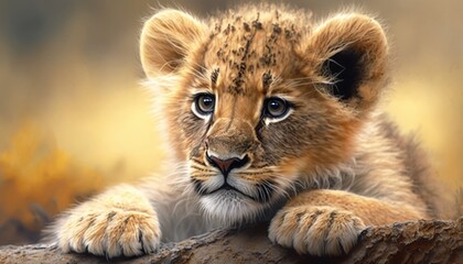 Obraz premium a lion cub in the wild generative ai