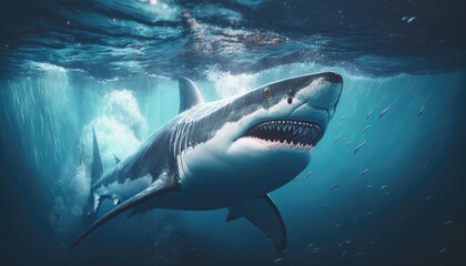 Naklejka premium a shark with its mouth open generative ai