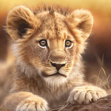 a lion cub in the wild generative ai
