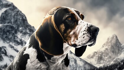 dog with mountains in the background generative ai