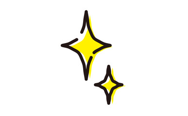 星　キラキラ　手描きイラスト　黄色