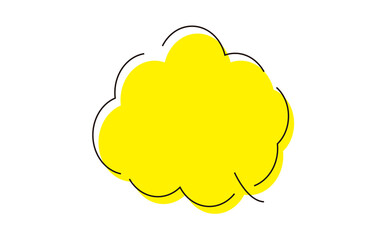ふわふわ雲型　吹き出し、見出しのフレームイラスト　黄色