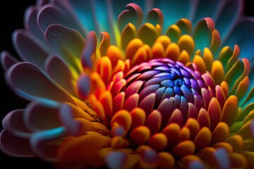 Abstract vector colorful flower macro background. AI generative