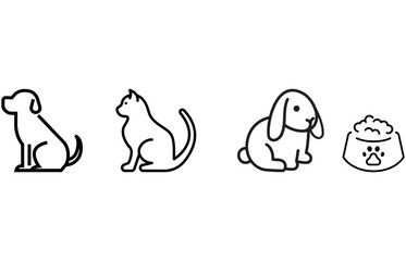 pet hand icon set. Illustrator vector cat, dog, Rabbit 