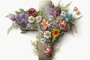 Happy Easter; Easter Cross designs: Floral Cross: A cross decorated with fresh flowers or artificial flowers is a beautiful way to celebrate Easter.