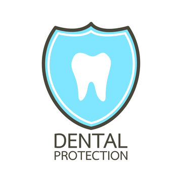 Healthy tooth by protection by shield (good for dental health care and hygiene) - teeth cartoon vector flat style