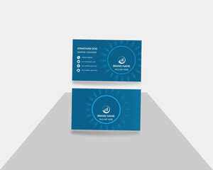 Blue business card design template.