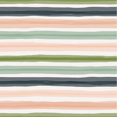 Horizontal Watercolor Organic Stripes Vector Seamless Pattern. Hand Drawn Earthy Tones Minimalistic Print. Summer Design - 580487909