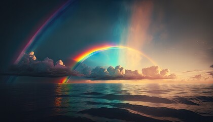Fototapeta na wymiar rainbow in the clouds with generative AI