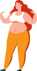 Fat woman in exercise clothes, character,  illustration.