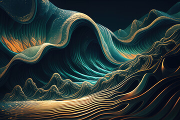 Exploring the digital depths of rippling waves and undulating ripples, generative ai