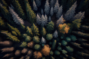 Aerial photography of metasequoia forest.