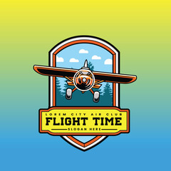 Vector illustration of bush plane badge collection