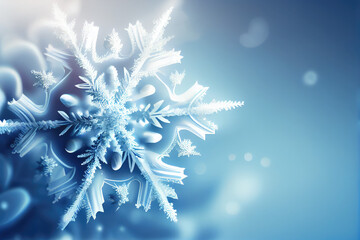 Winter Abstract Snowflake Background in Blue