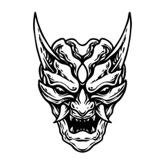 the oni mask line art