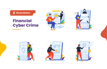 Financial cybercrime vector illustration collection pack