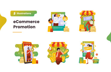 Online shopping promotion offer vector illustration collection pack