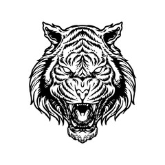 The tiger head line art