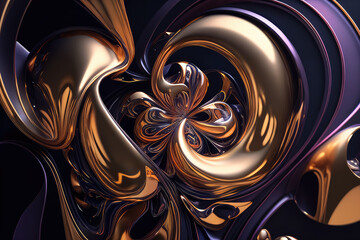 mesmerizing 3D-rendered abstract design with fluid organic shapes and a metallic sheen, generative ai