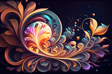 Fantasy Swirls and Lines in Magical Colors, generative ai