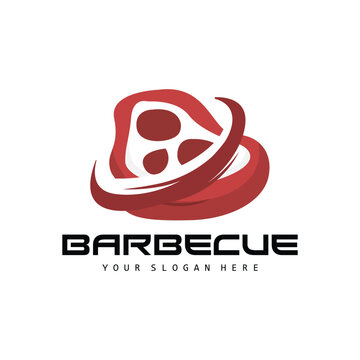 Meat Logo, Smoked Beef Vector, BBQ Grill Baberque Logo Design And Butcher Cut, Illustration Template Icon