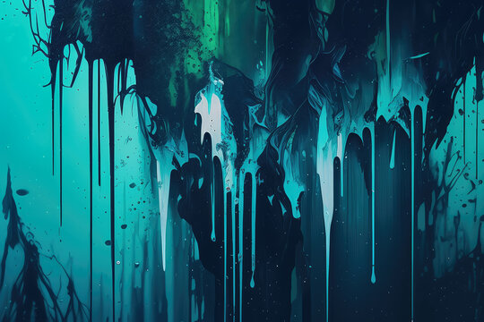 Abstract Wallpaper of Dripping Paint with a Grunge-Style Texture in Cool  Shades of Blue and Green Stock Illustration - Illustration of paint, green:  278349058