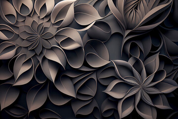 Grey flowers pattern, Generative Ai