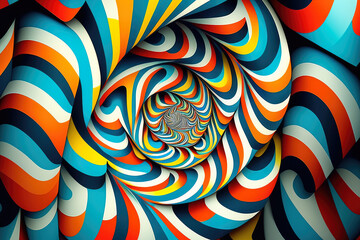 Fototapeta na wymiar Hypnotic optical illusion pattern with repetitive shapes and vibrant colors, generative ai
