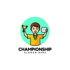 Vector Logo Illustration Championship Mascot Cartoon Style.