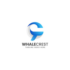 Vector Logo Illustration Whale Gradient Colorful Style.