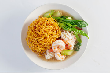 Noodles in Gravy Seafood isolated white background