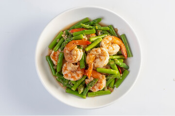 Asparagus stir fried with shrimp