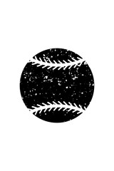 Distressed Softball. Distressed Vector Silhouette on White Background