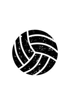 Distressed Volleyball. Distressed Vector Silhouette on White Background