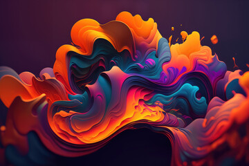 Radiant Rhapsody Fluid, Abstract Design with Vibrant Hues and Dynamic Shapes, generative ai