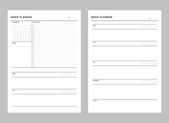 Set 2 Weekly planner template. Plan your day more easily and more happiness.