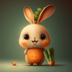 cute rabbit holding carrot in ai generator