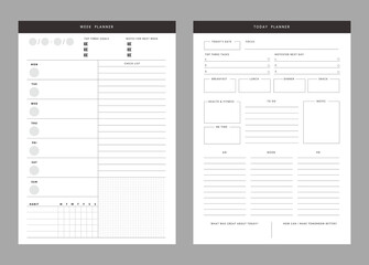 Week Planner template vector. Cool Minimalist planner template set. Vector illustration.