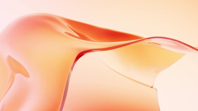 Flowing wave transparent glass cloth, 3d rendering.