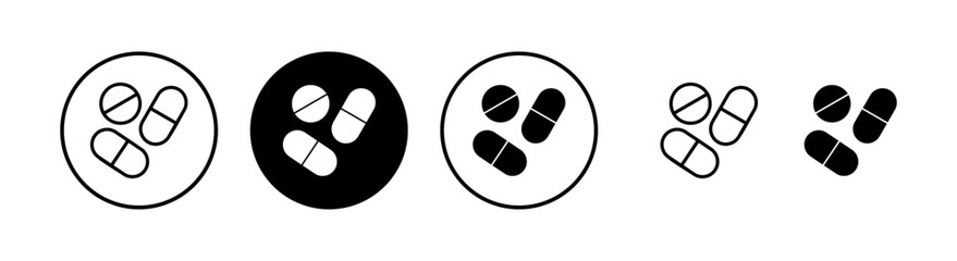 Pills icon vector illustration. capsule icon. Drug sign and symbol